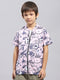 Boys Pink & White Printed Round Neck Half Sleeve Pack of T-Shirt & Shirt