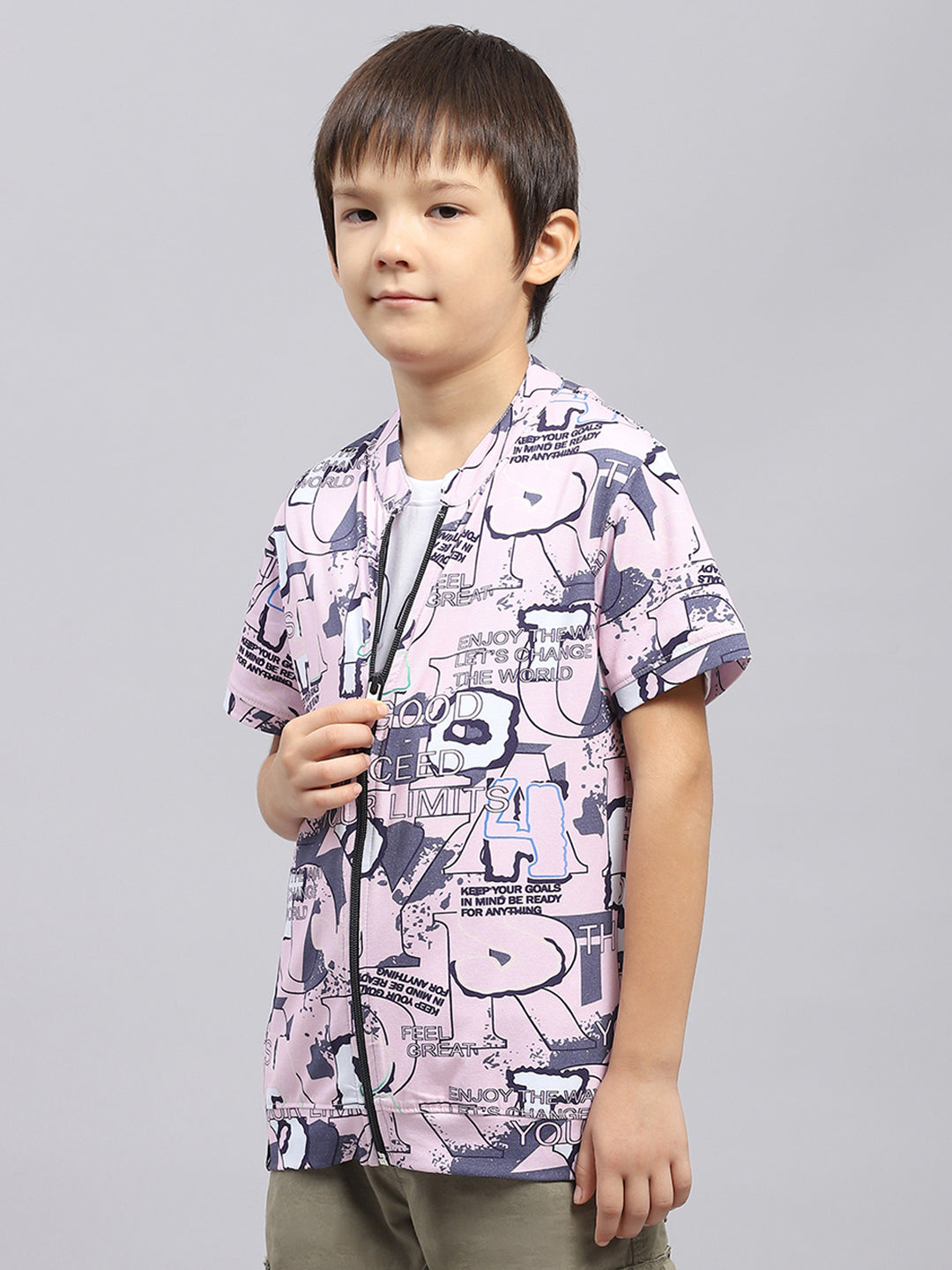 Boys Pink & White Printed Round Neck Half Sleeve Pack of T-Shirt & Shirt