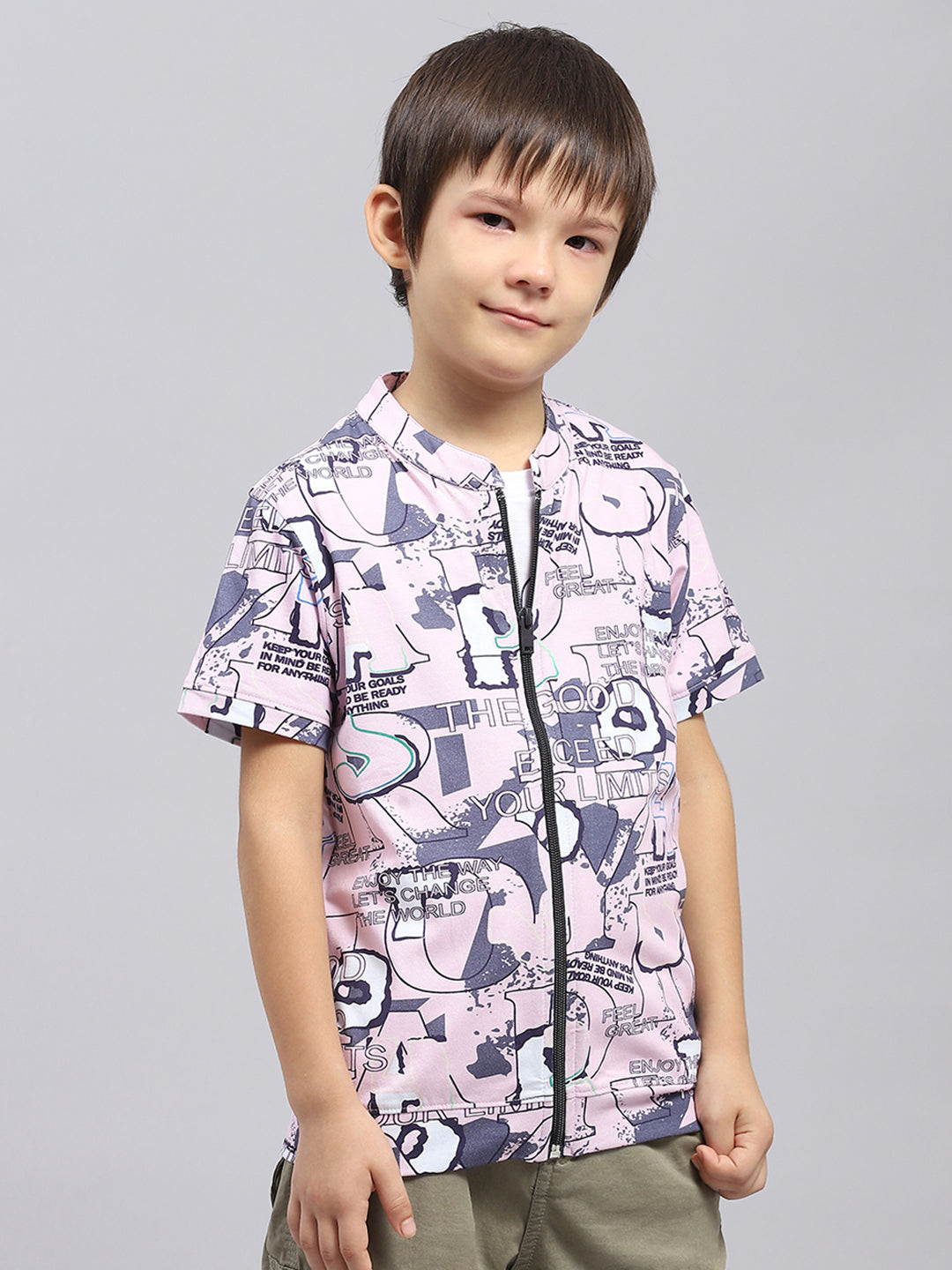 Boys Pink & White Printed Round Neck Half Sleeve Pack of T-Shirt & Shirt