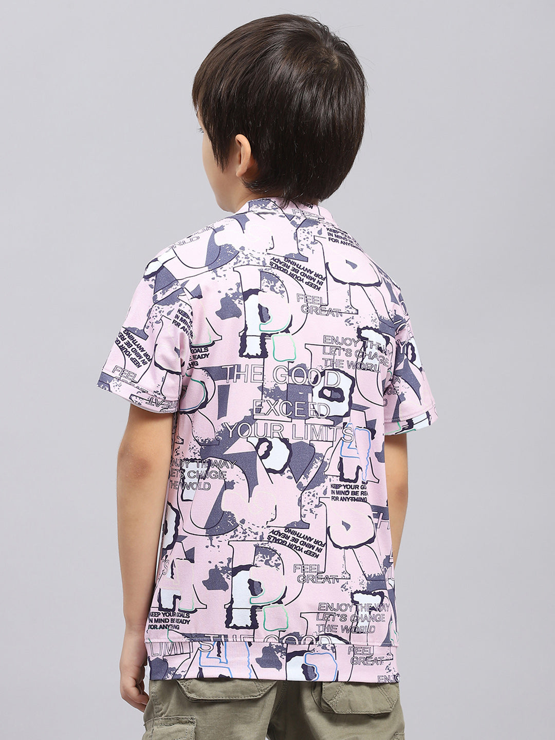 Boys Pink & White Printed Round Neck Half Sleeve Pack of T-Shirt & Shirt