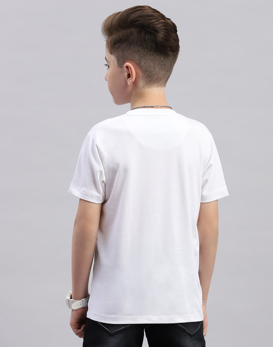 Boys White Printed Round Neck Half Sleeve T-Shirt (Pack of 2)