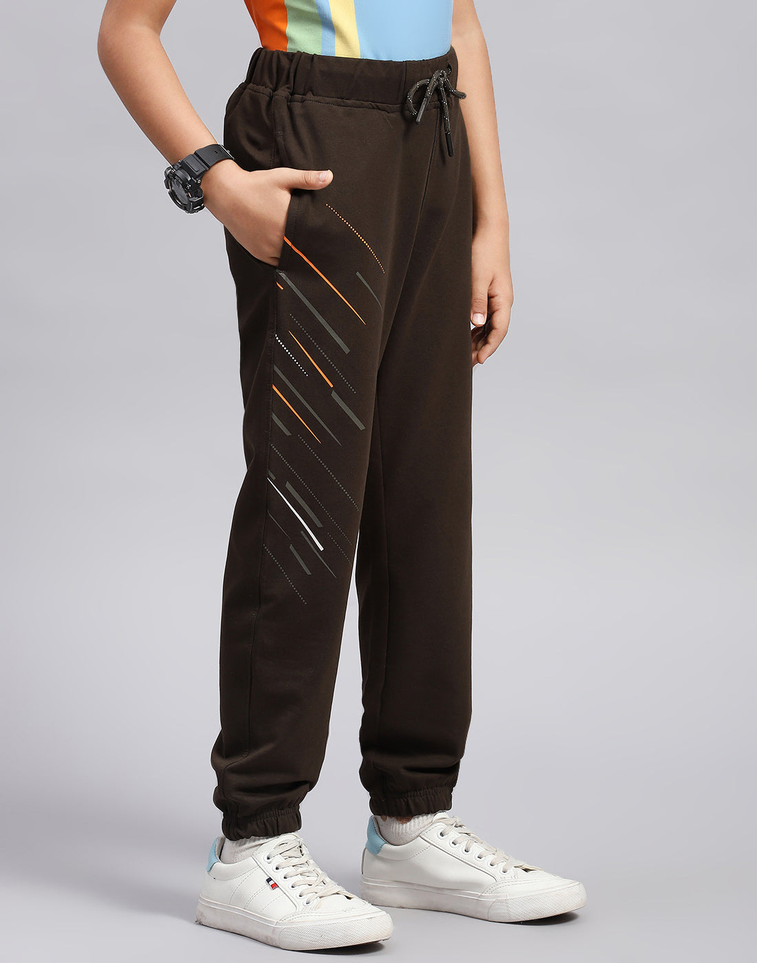 Boys Brown Printed Regular Fit Lower