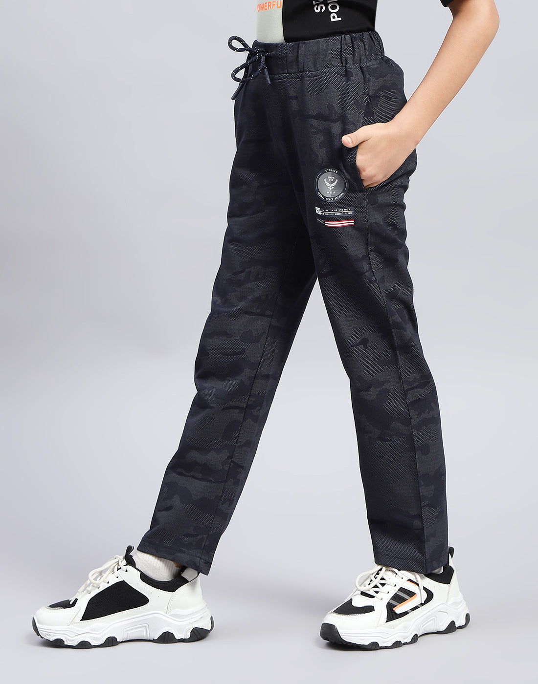 Boys Navy Blue Printed Regular Fit Lower