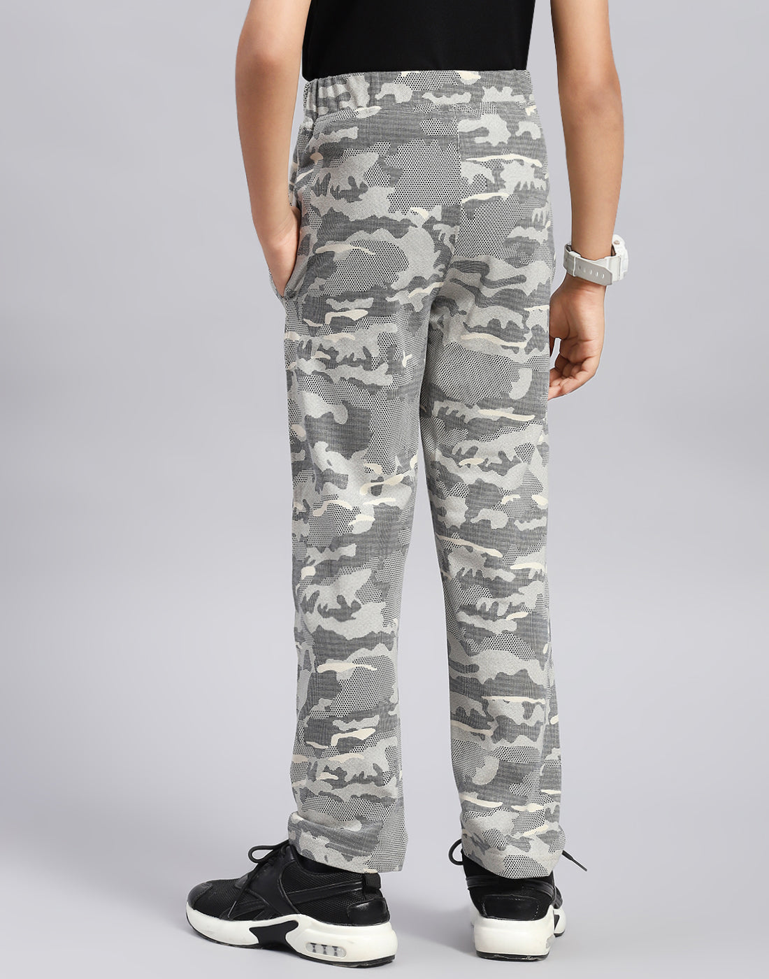 Boys Grey Printed Regular Fit Lower