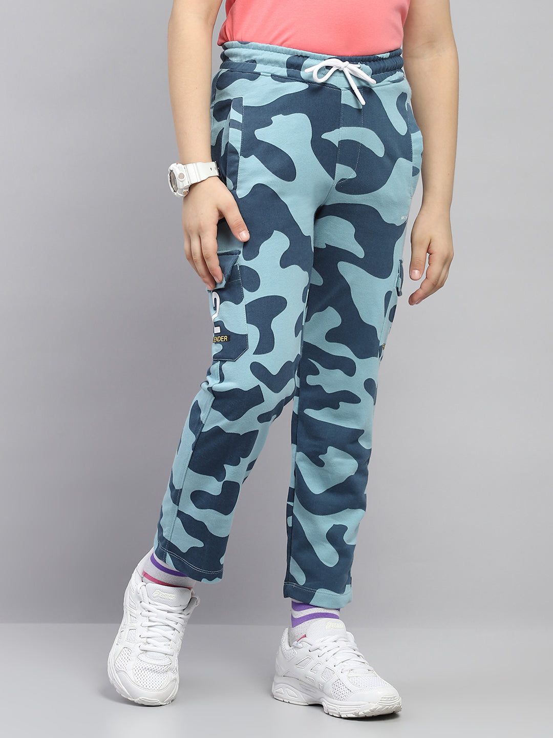 Boys Blue Printed Regular Fit Lower