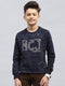 Boys Navy Blue Printed Round Neck Full Sleeve Sweatshirt