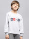 Boys Grey Printed Round Neck Full Sleeve Sweatshirt