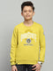 Boys Yellow Printed Round Neck Full Sleeve Sweatshirt