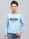 Boys Sky Blue Printed Round Neck Full Sleeve Sweatshirt