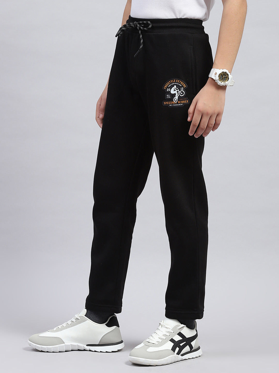 Boys Black Printed Regular Fit Lower