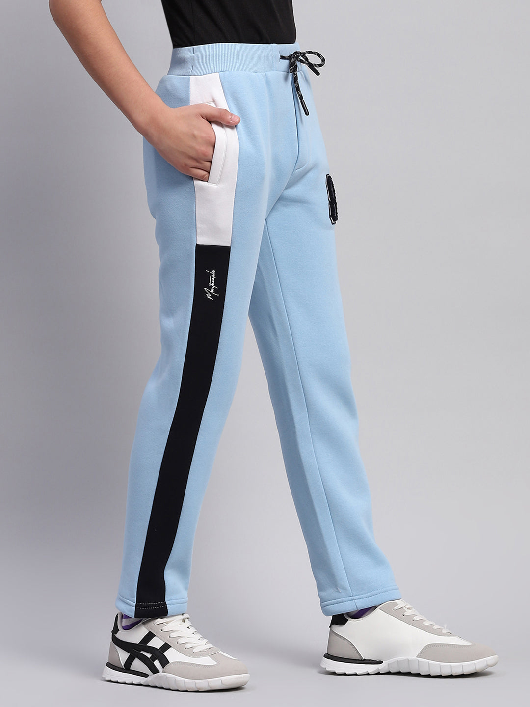 Boys Sky Blue Printed Regular Fit Lower