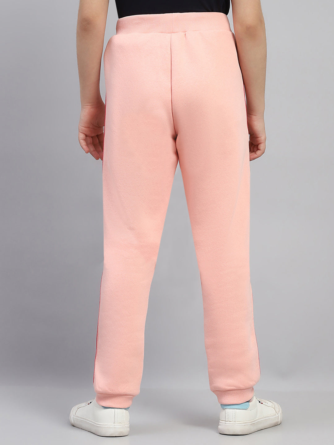 Girls Peach Solid Regular Fit Lower