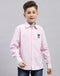 Boys Pink Solid Collar Half Sleeve Shirt