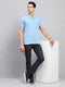 Men Sky Blue Solid Polo Collar Half Sleeve T-Shirt