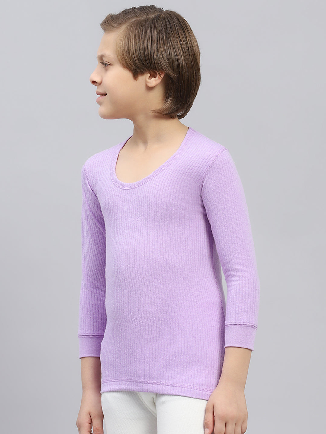 Boys Purple Solid Thermal Vest