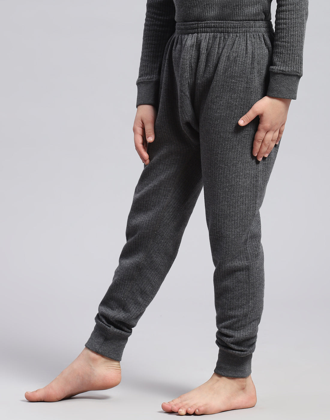 Girls Charcoal Solid Thermal Lower