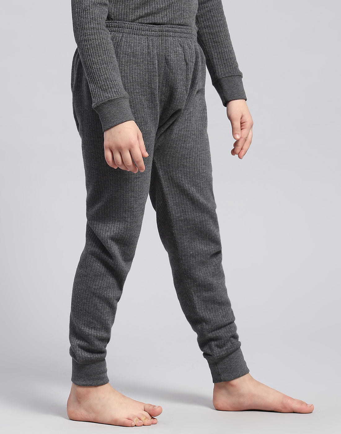 Girls Charcoal Solid Thermal Lower