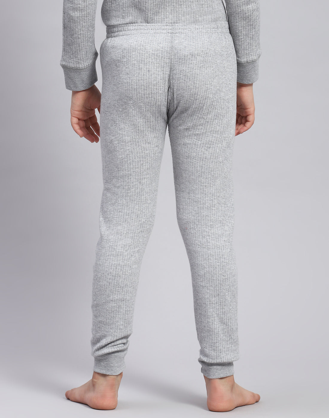 Girls Grey Solid Thermal Lower