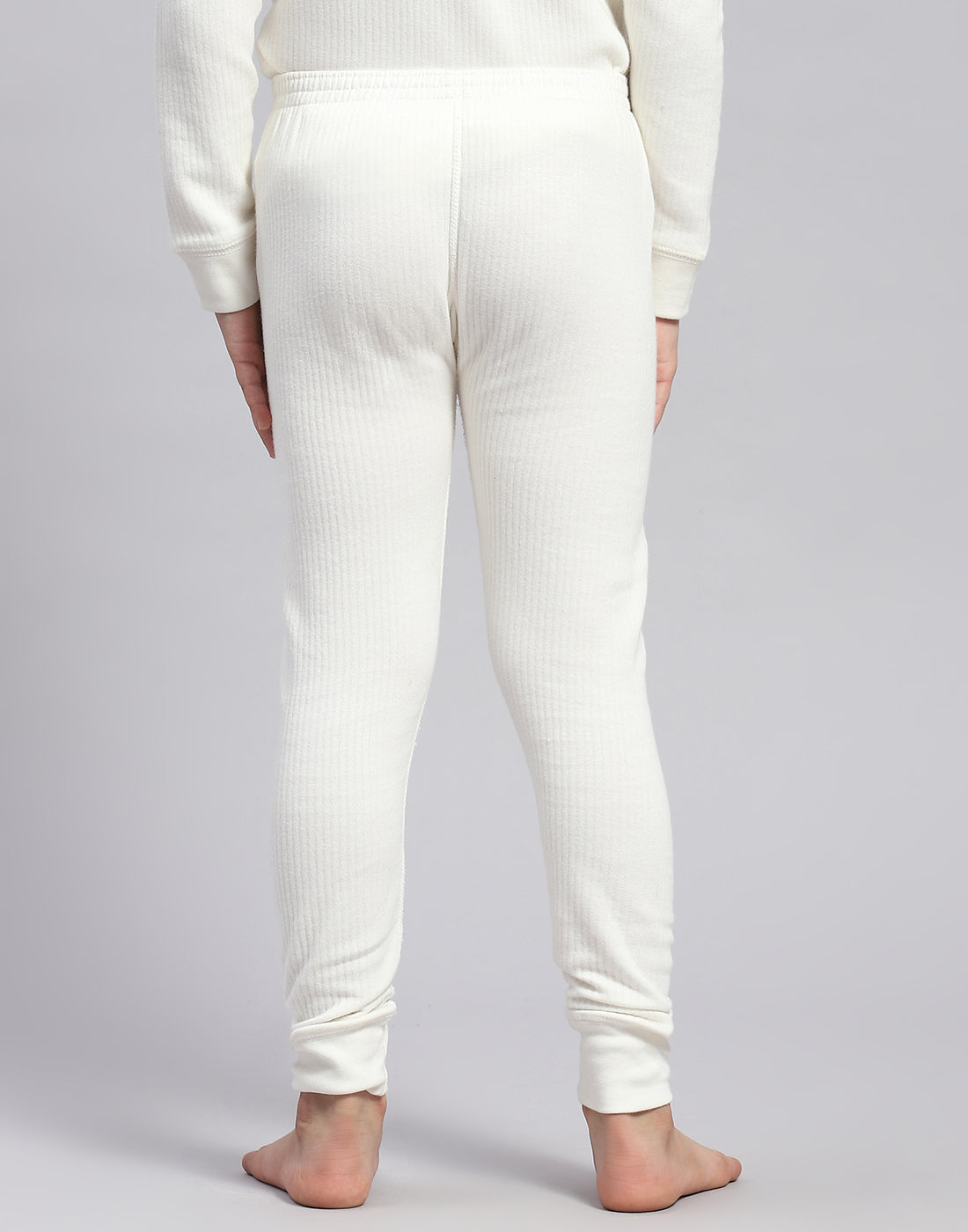 Girls White Solid Thermal Lower