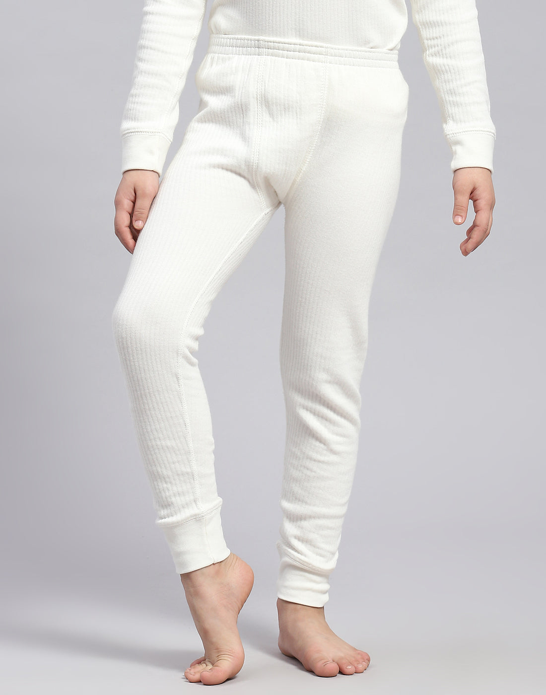 Girls White Solid Thermal Lower