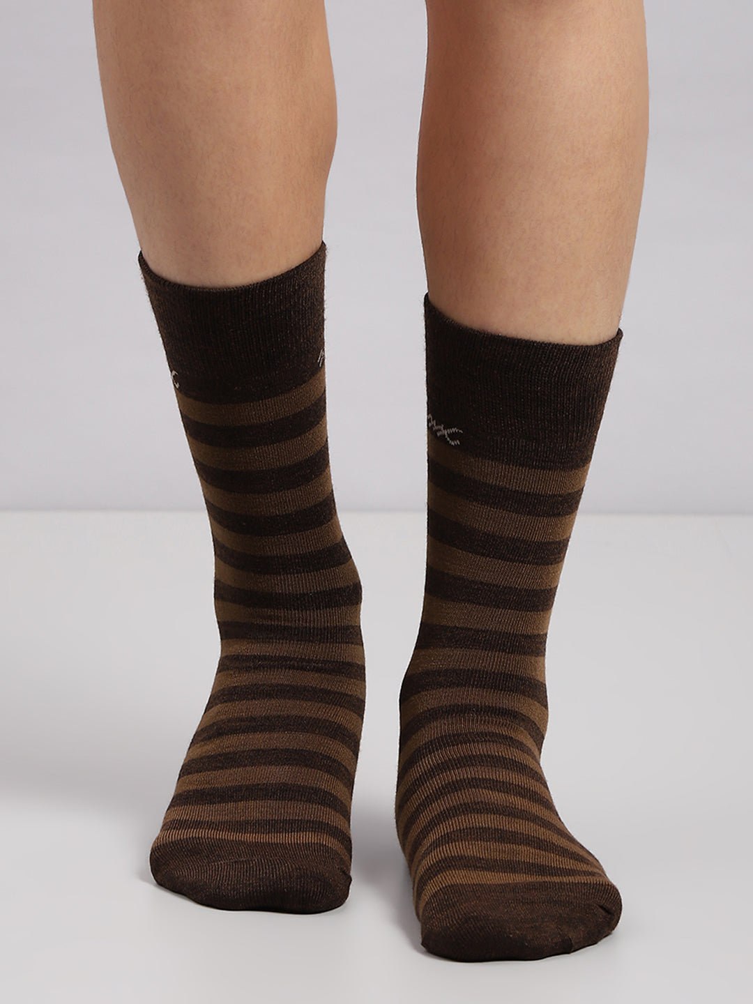 Men Wool blend Stripe Mid Calf Length Socks (1 Pair)