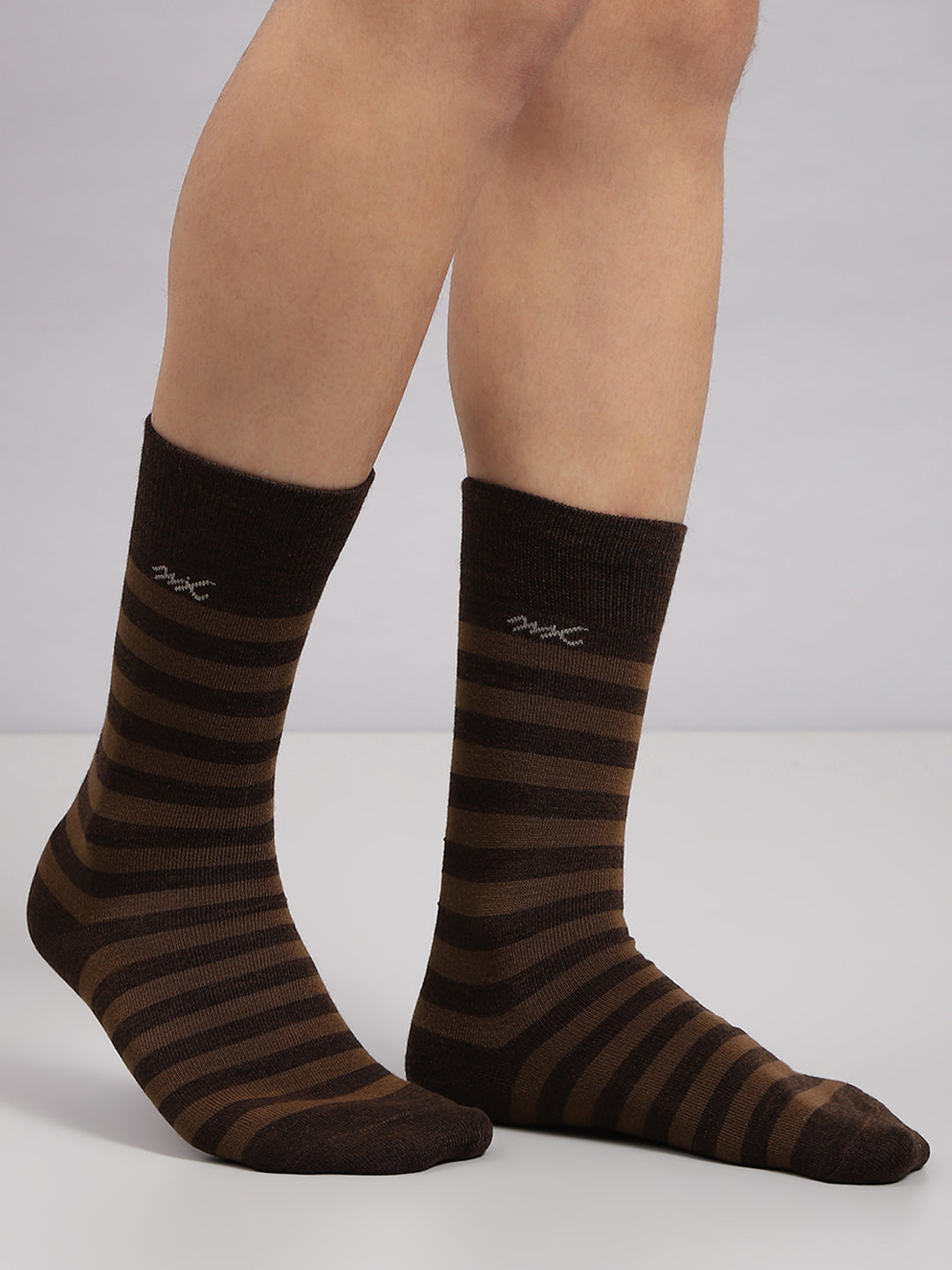 Men Wool blend Stripe Mid Calf Length Socks (1 Pair)