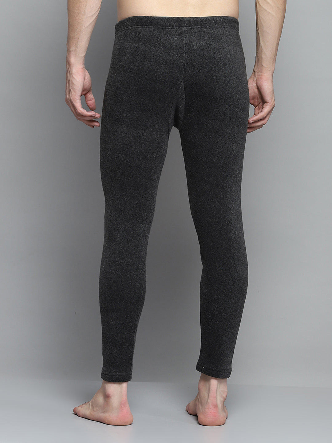 Men Black Solid Thermal Lower