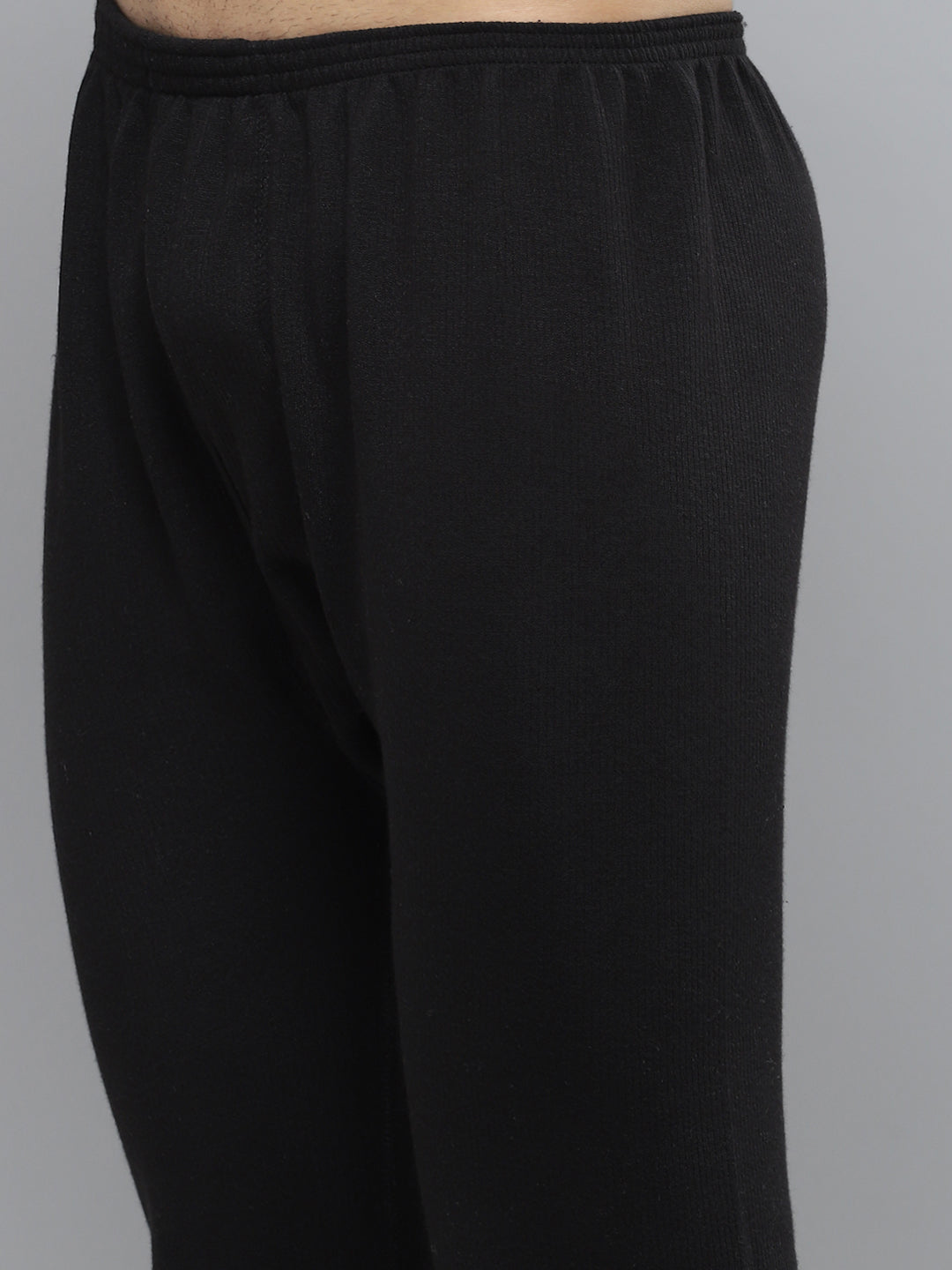 Men Black Solid Thermal Lower