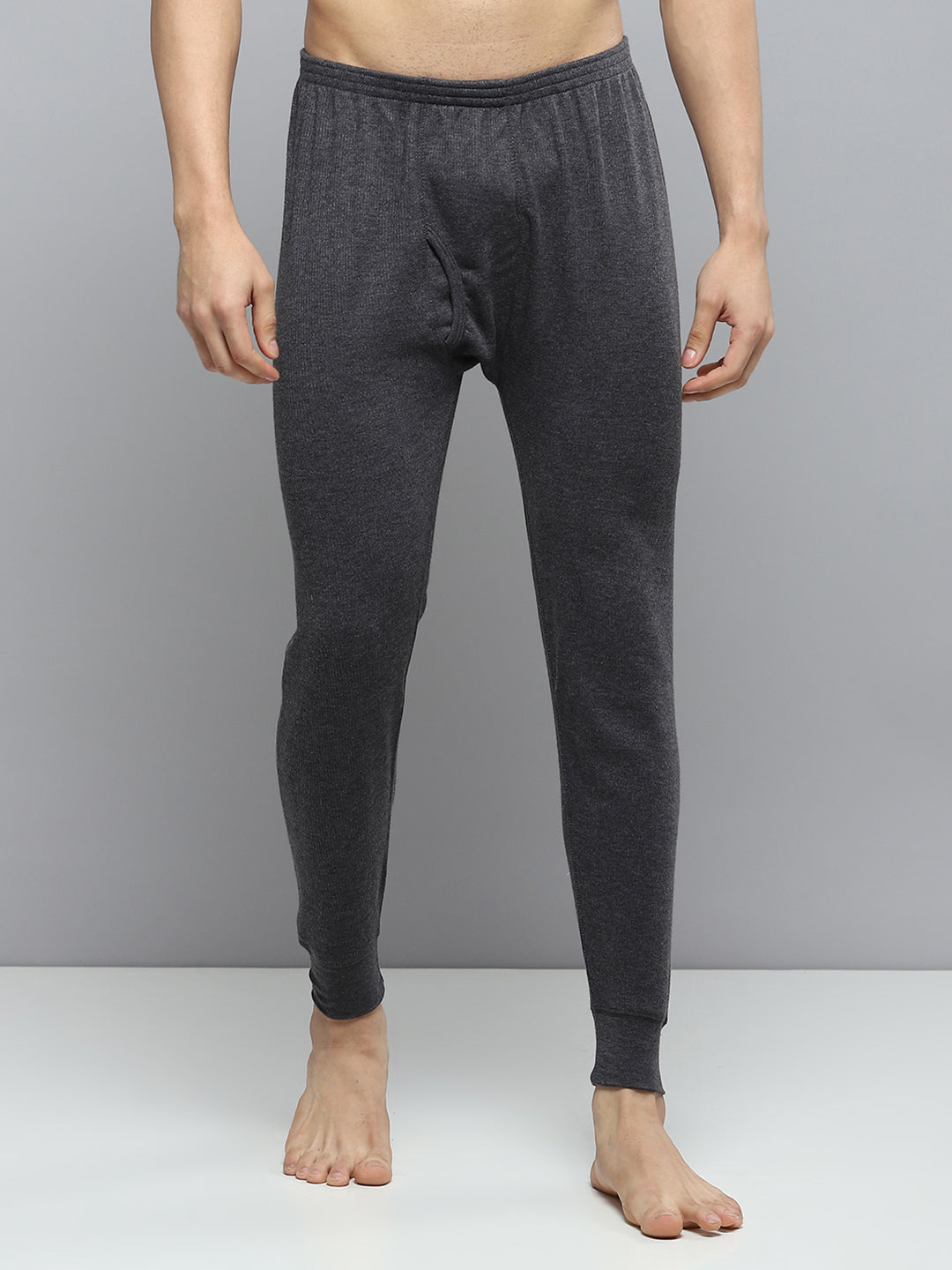 Men Charcoal Solid Thermal Lower