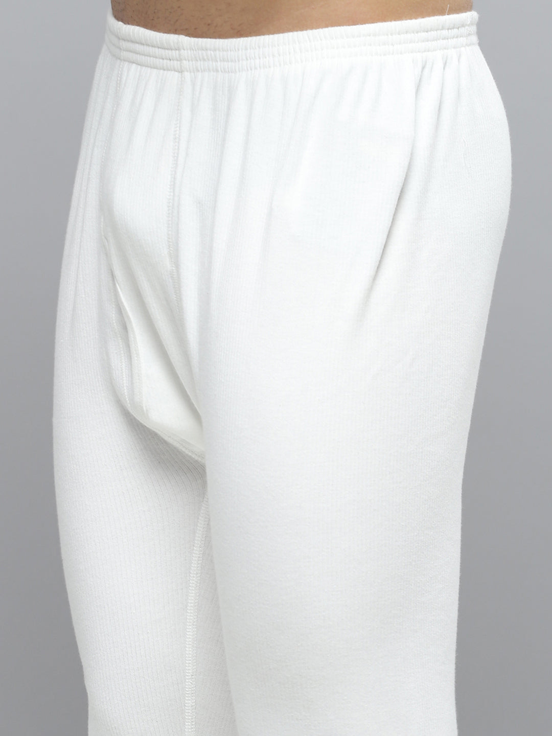 Men White Solid Thermal Lower