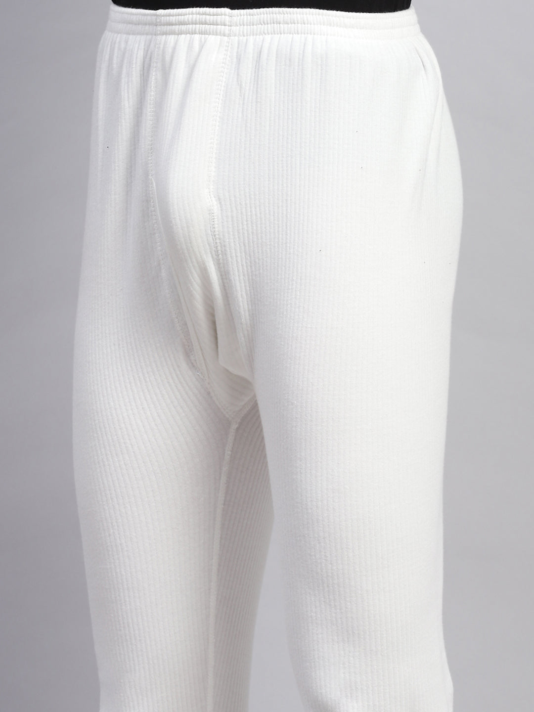 Men White Solid Thermal Lower