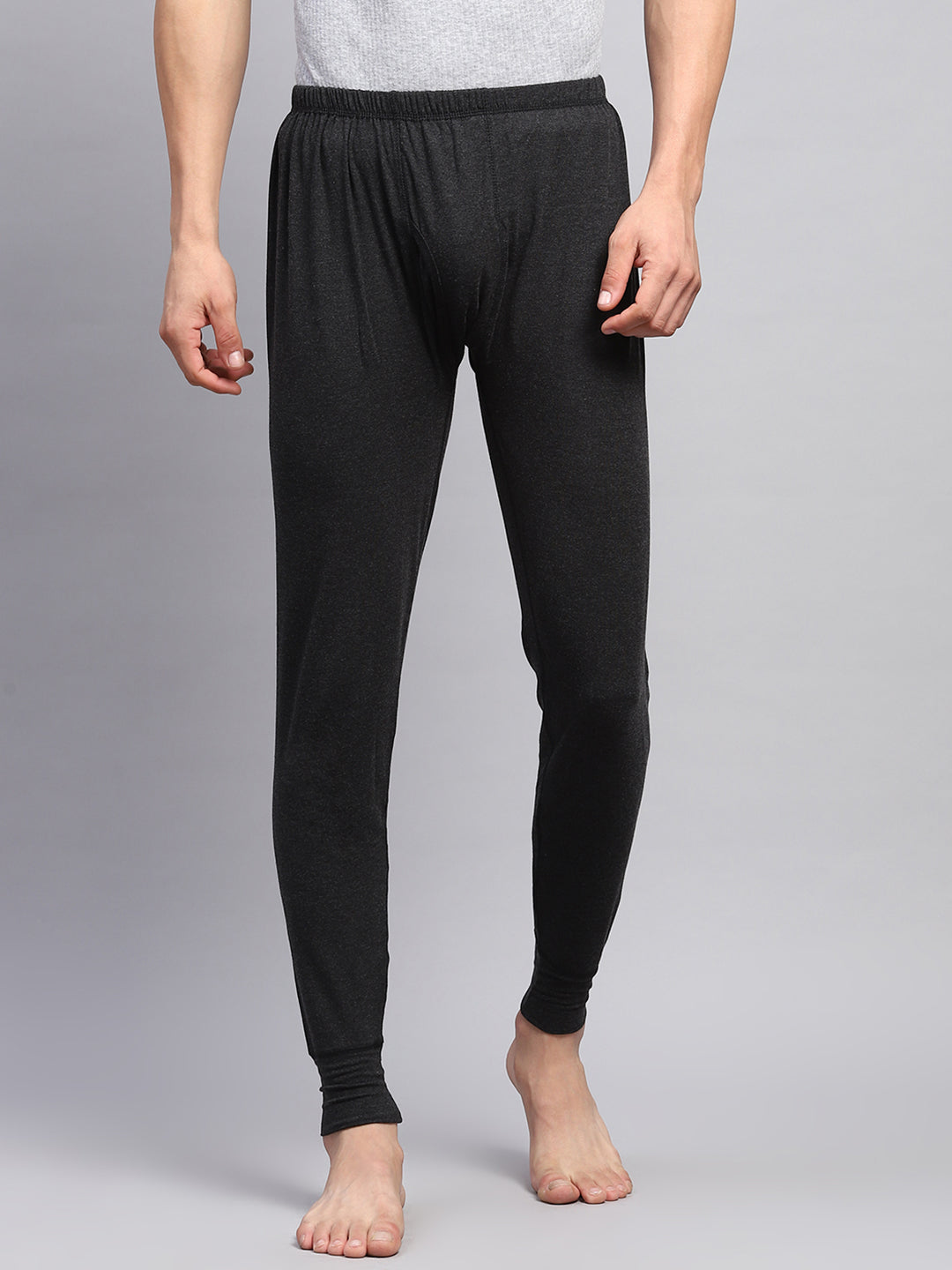 Men Black Solid Thermal Lower