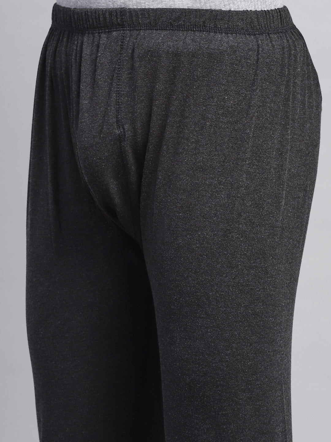 Men Black Solid Thermal Lower