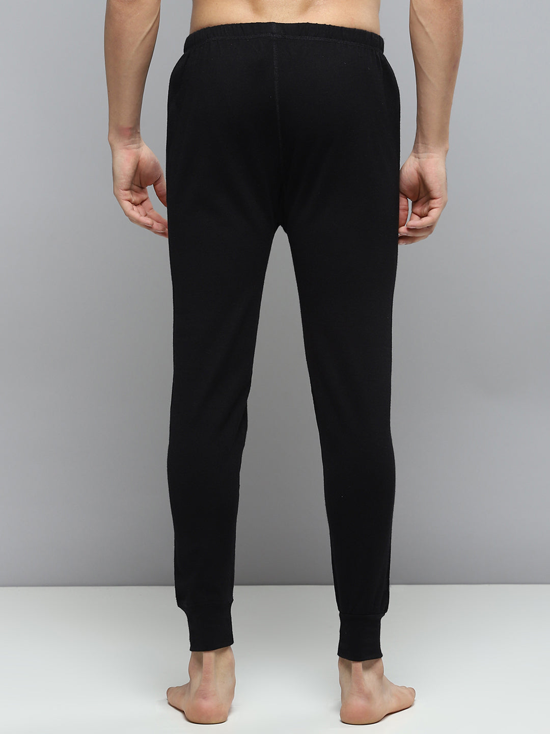 Men Black Solid Thermal Lower