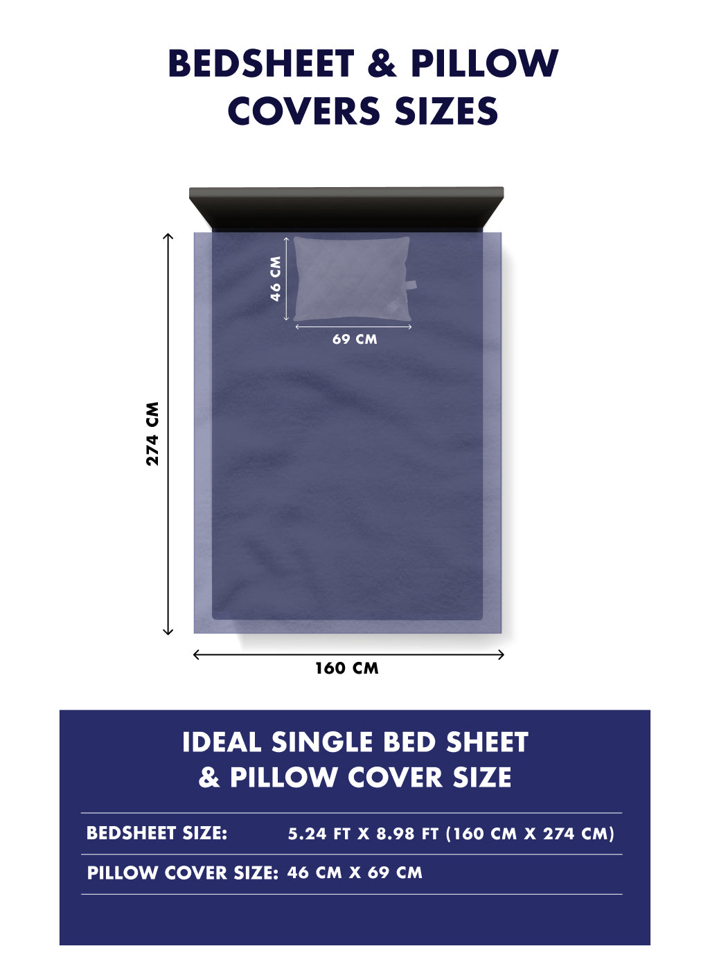 144TC Pure Cotton Single Bedsheet with 2 Pillow Covers