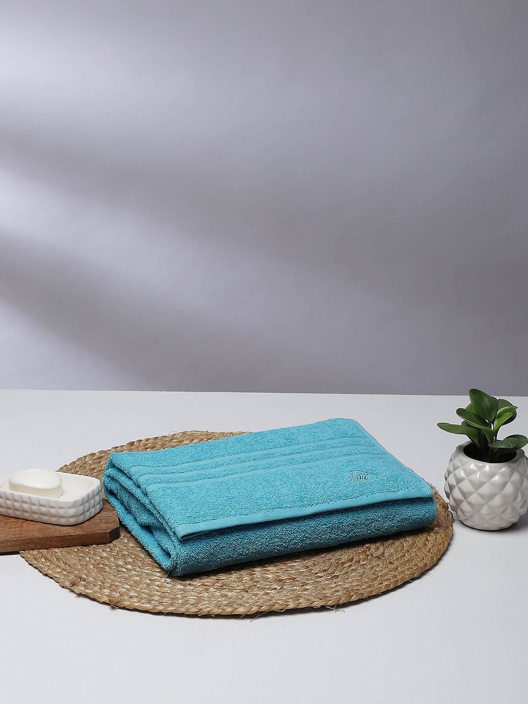 Blue Cotton 525 GSM Hand Towels (Pack of 2)