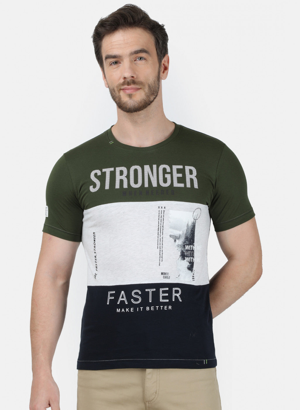 Mens Olive Printed T-Shirt