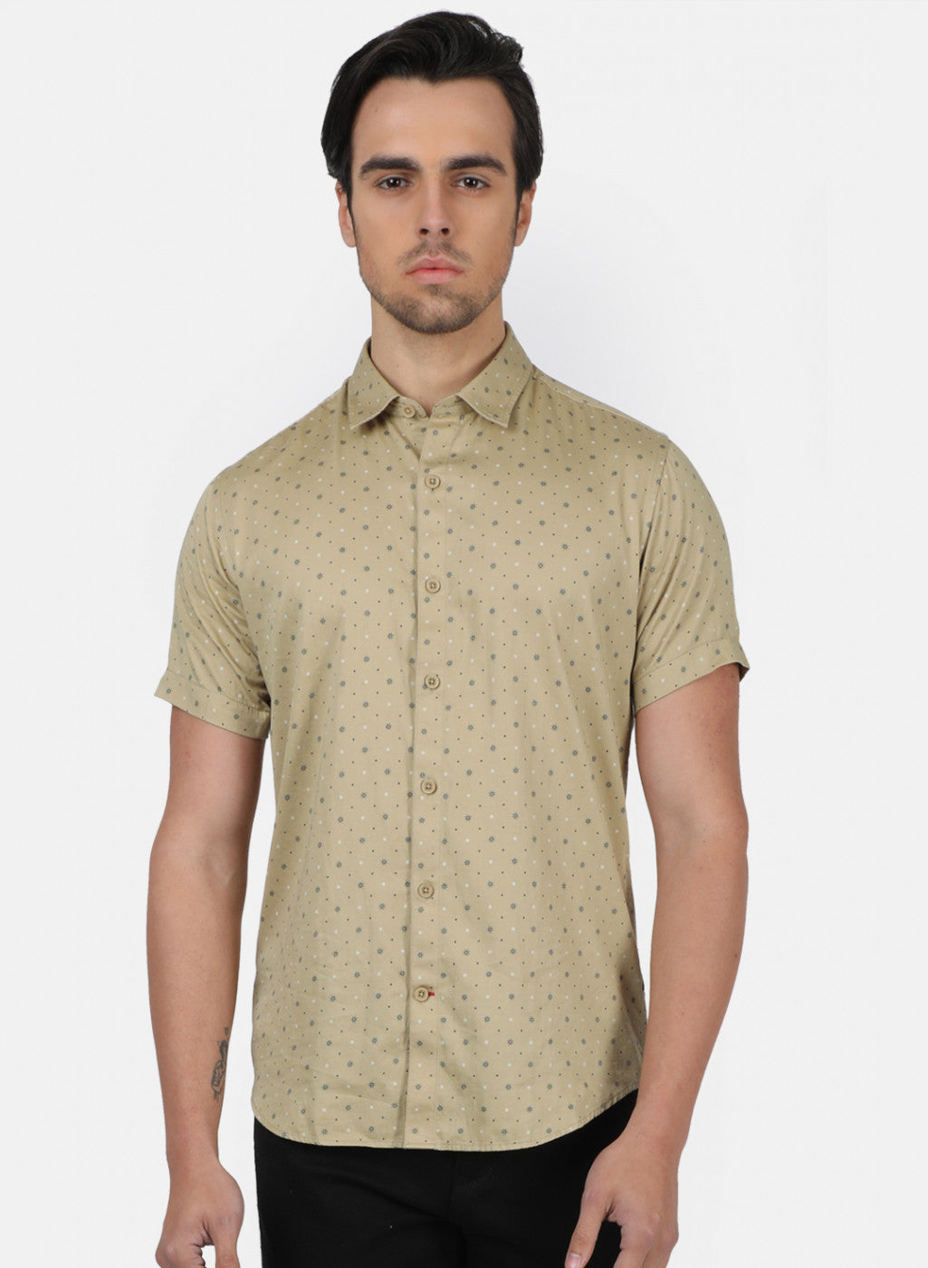 Men Olive Printed Shirts