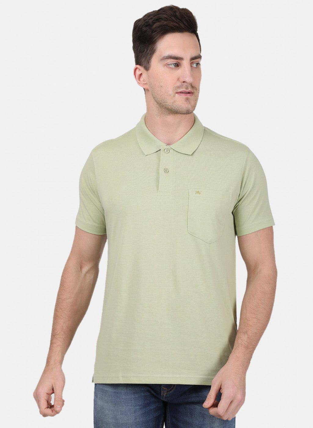 Mens Light Green Plain T-Shirt