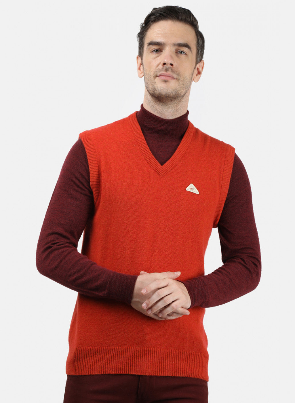 Men Orange Solid Sweater