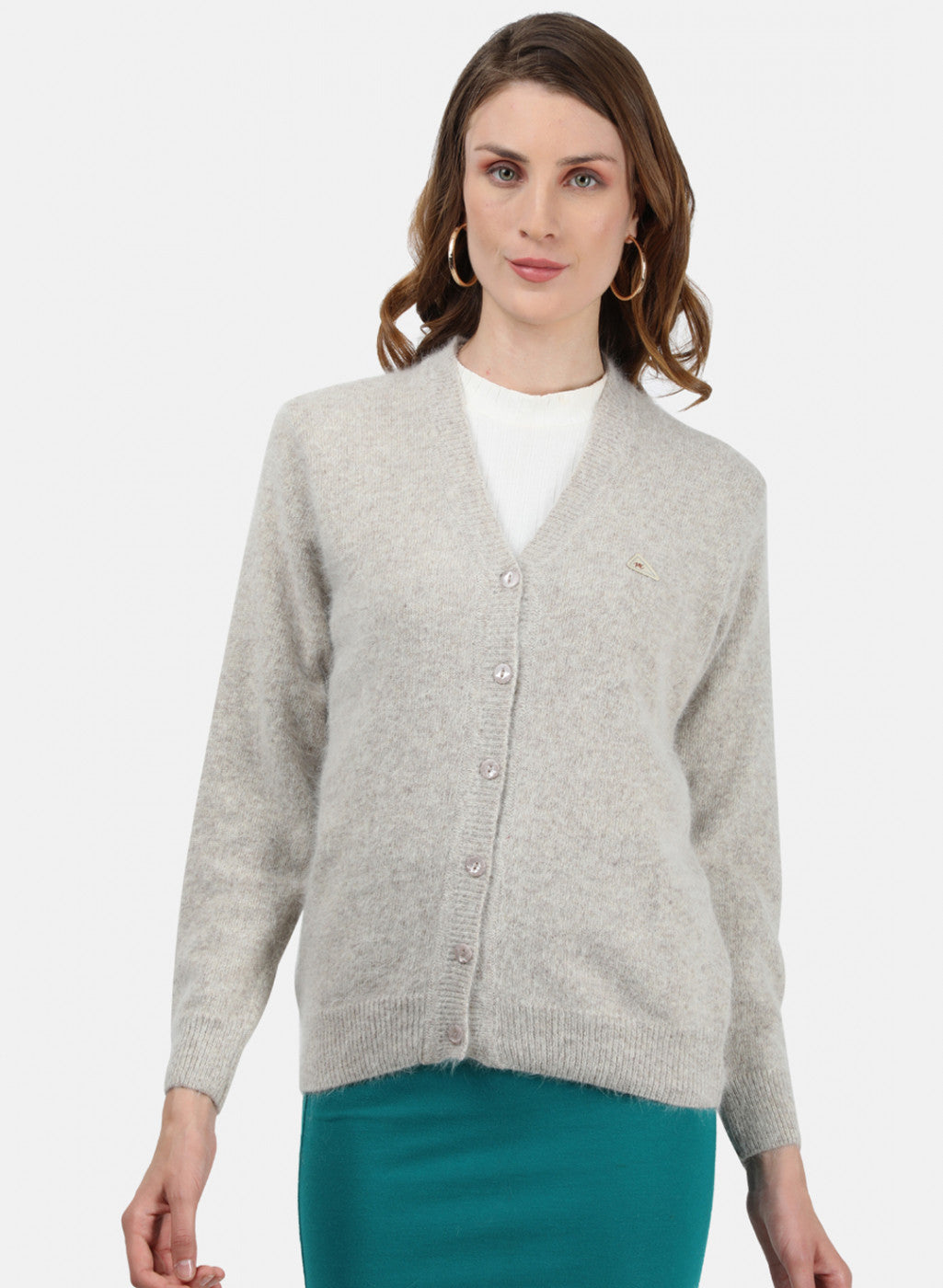 Women Light Brown Solid Cardigan