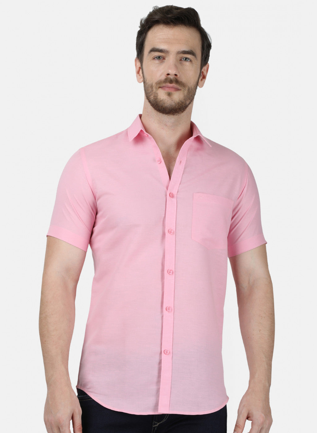 Mens Pink Solid Shirt