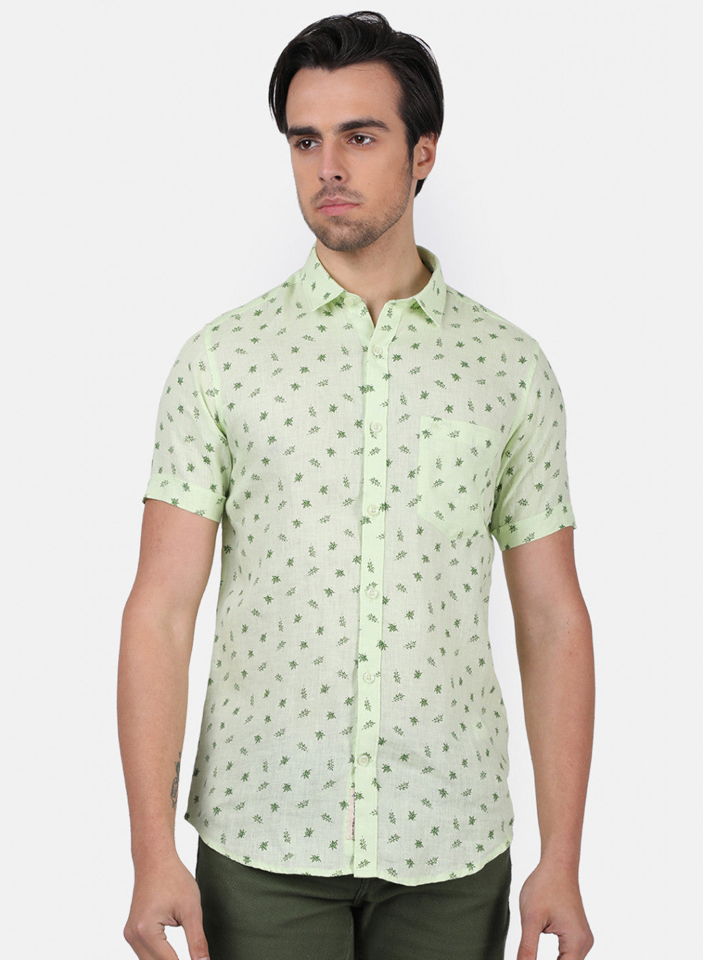 Men Green Printed Shirts