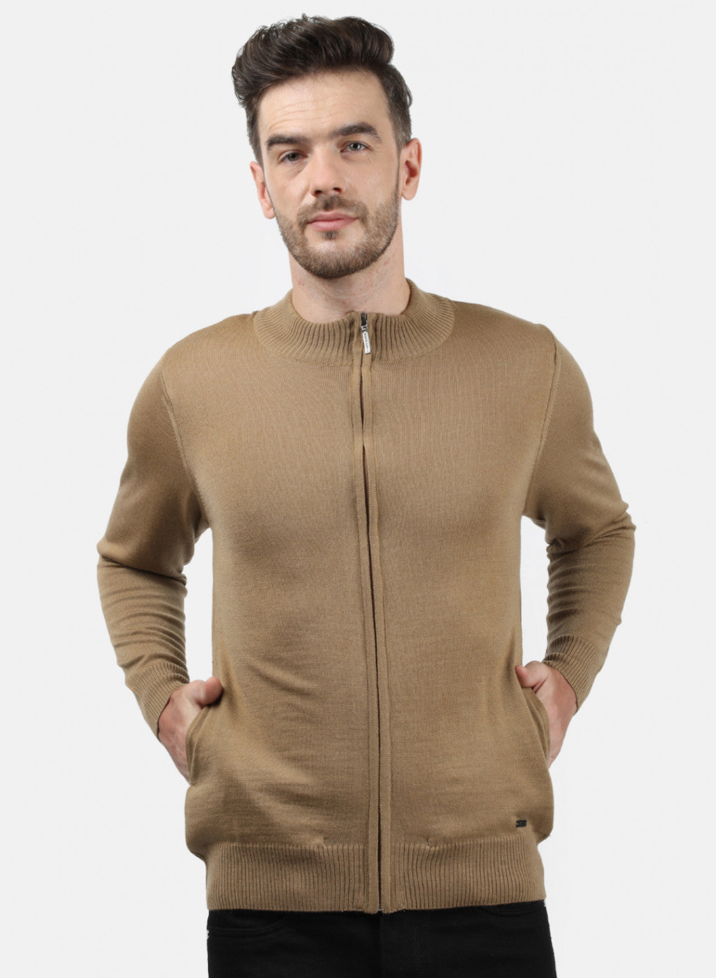 Men Light Brown Solid Pullover