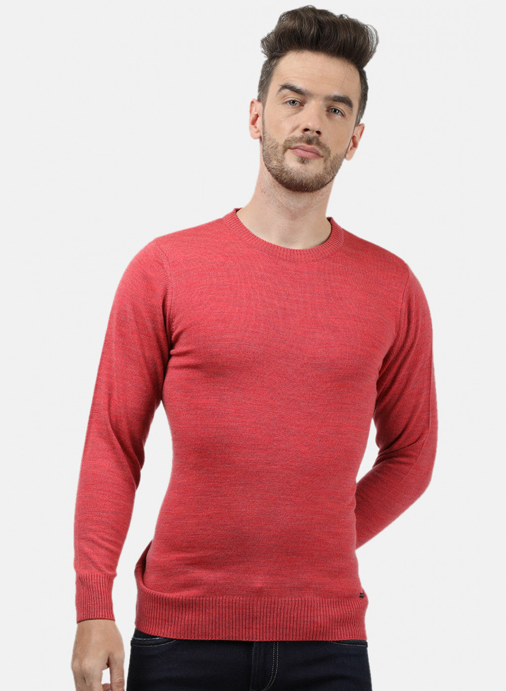 Men Red Solid Pullover