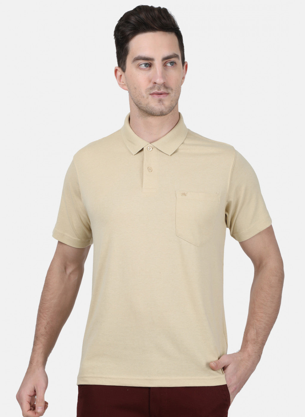 Mens Beige Plain T-Shirt