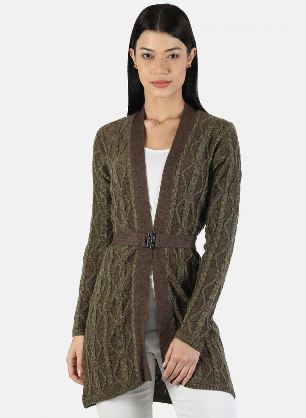 Women Green Solid Cardigan