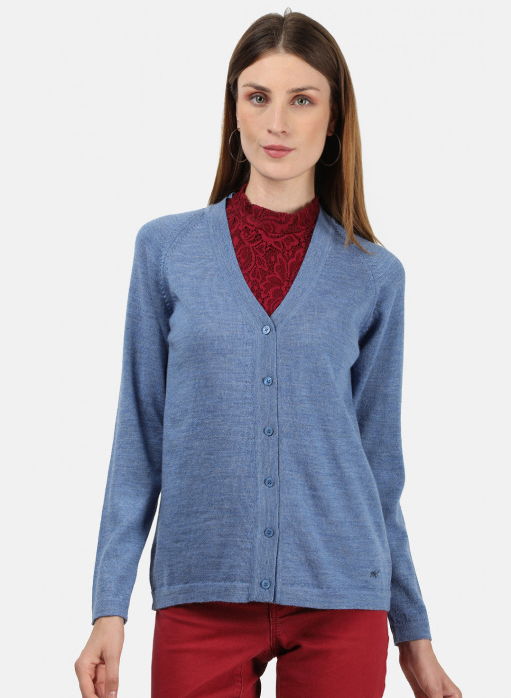 Women Blue Solid Cardigan