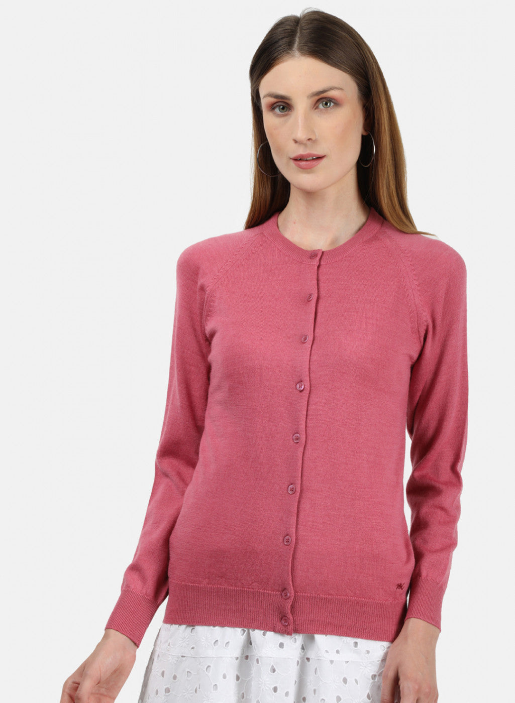 Women Pink Solid Cardigan