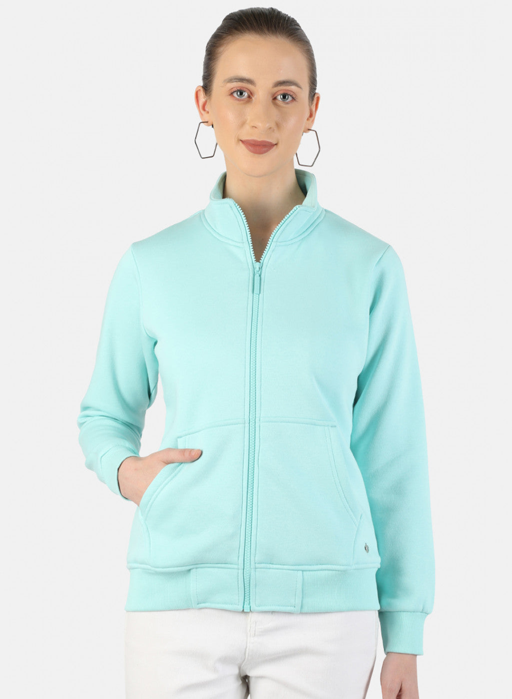 Women Blue Plain Sweatshirt